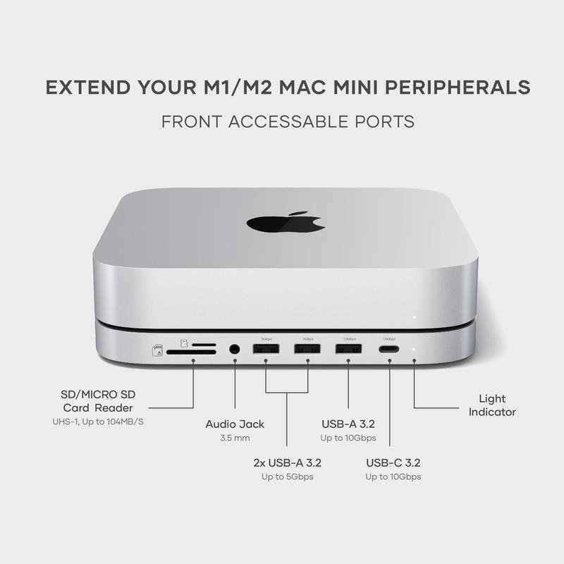 Hub e suporte Mac Mini com gabinete SSD para NVME/SATA M.2